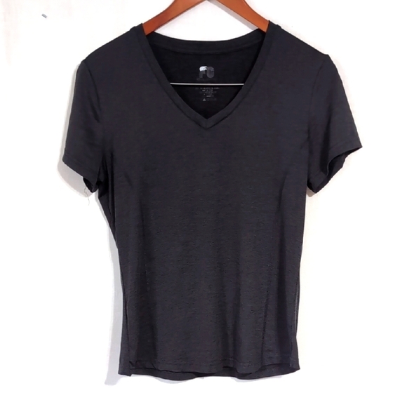 Fit Collective Heather Black Deep Vneck Athletic Tee Size Medium - Picture 1 of 3